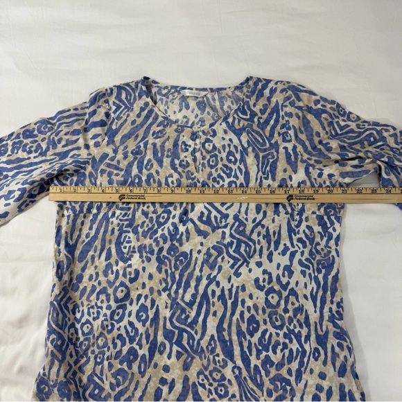 Elegant Blue and White Women's Linen Short Sleeve Dress - Picture 8 of 10